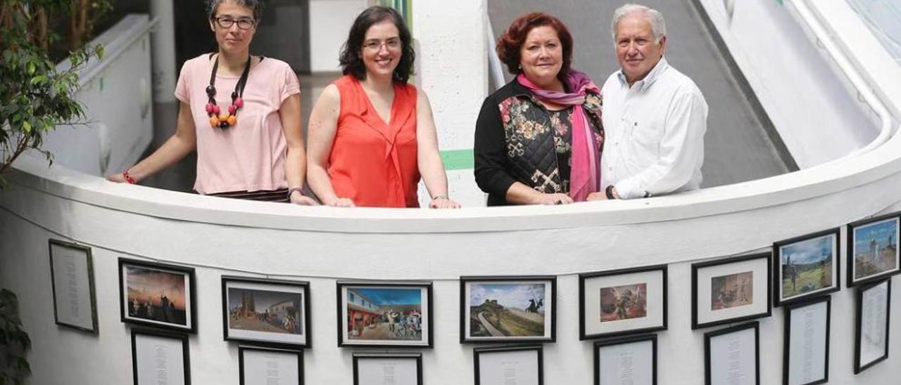 Neus Verdú, directora del Área de Mayores; Henar Fernández, gerente de Aspace; Pilar Penedo, madre de un usuario de la asociación, y Rafael Pedregal, presidente general de Aspace-Asturias, en una foto en el centro.