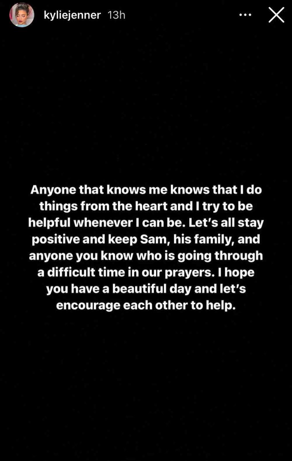 Kylie Jenner dice que ella es generosa en Instagram Stories
