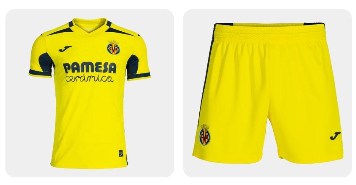Imagen de la camiseta y el pantalón de la web del Villarreal.