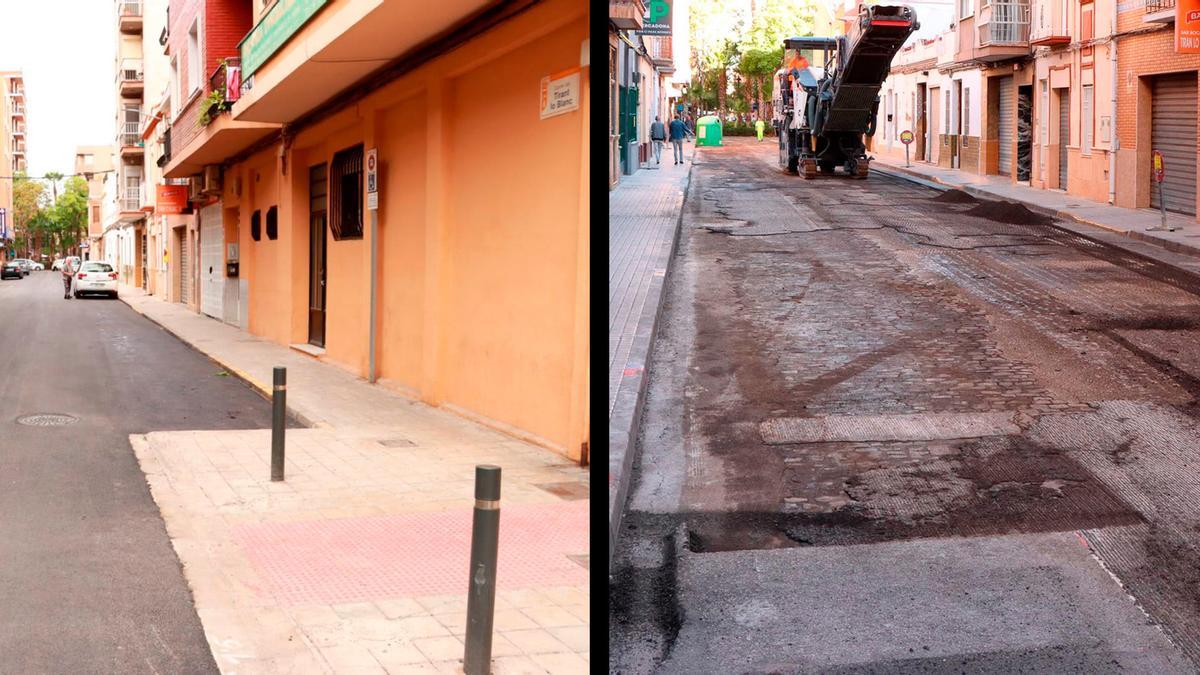 Obras de reasfaltado en Torrent.