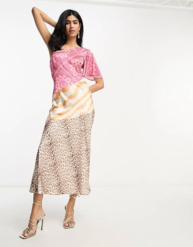 Vestido midi asimétrico estampado de Asos