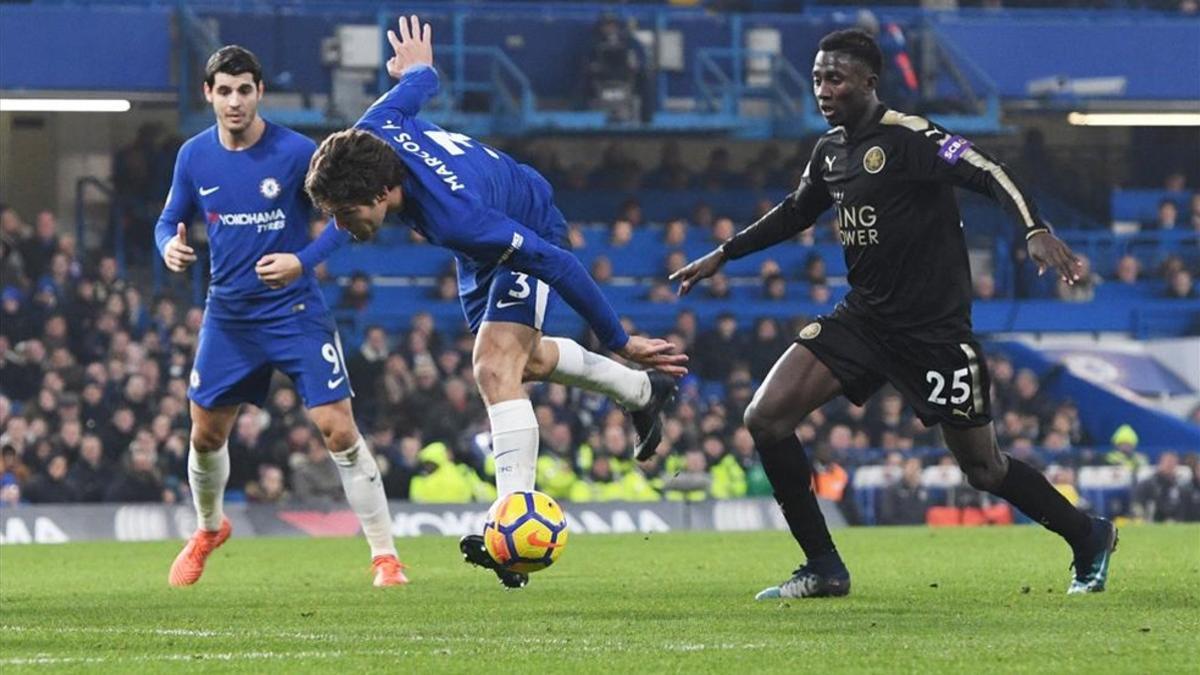 Morata y Alonso, en el partido ante el Leicester