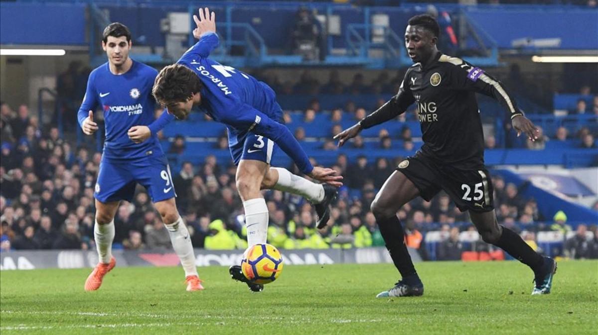 Morata y Alonso, en el partido ante el Leicester