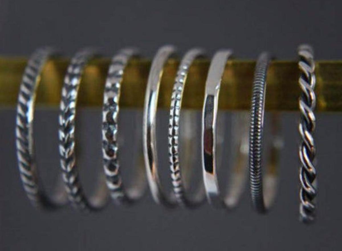 Juego de anillos apilables en plata de ley