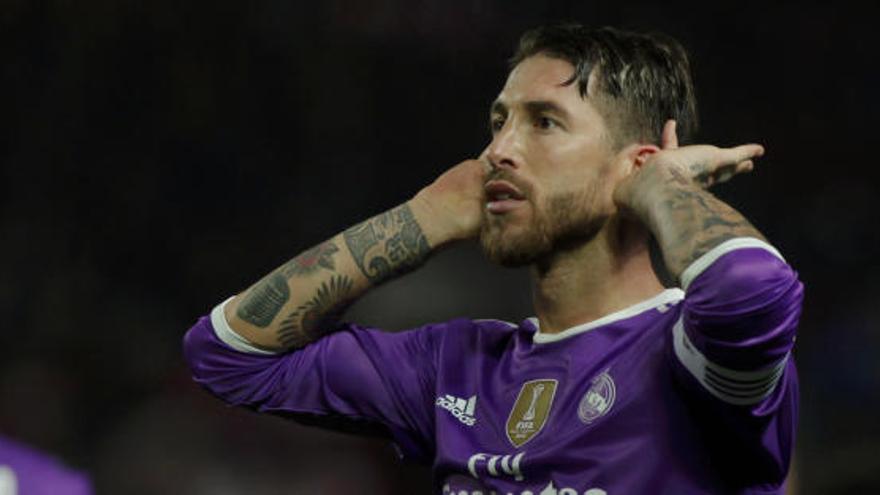 Sergio Ramos, tras marcar en el Sánchez Pizjuán