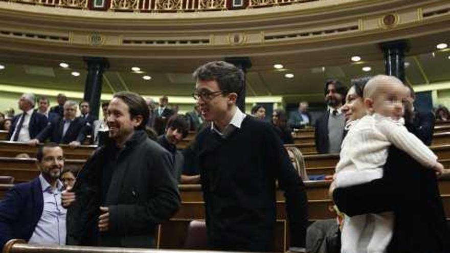 Pablo Iglesias, Iñigo Errejón, Sergio Pascual y Carolina Bescansa antes en una imagen antes de que se desatara la crisis en la cúpula de Podemos.