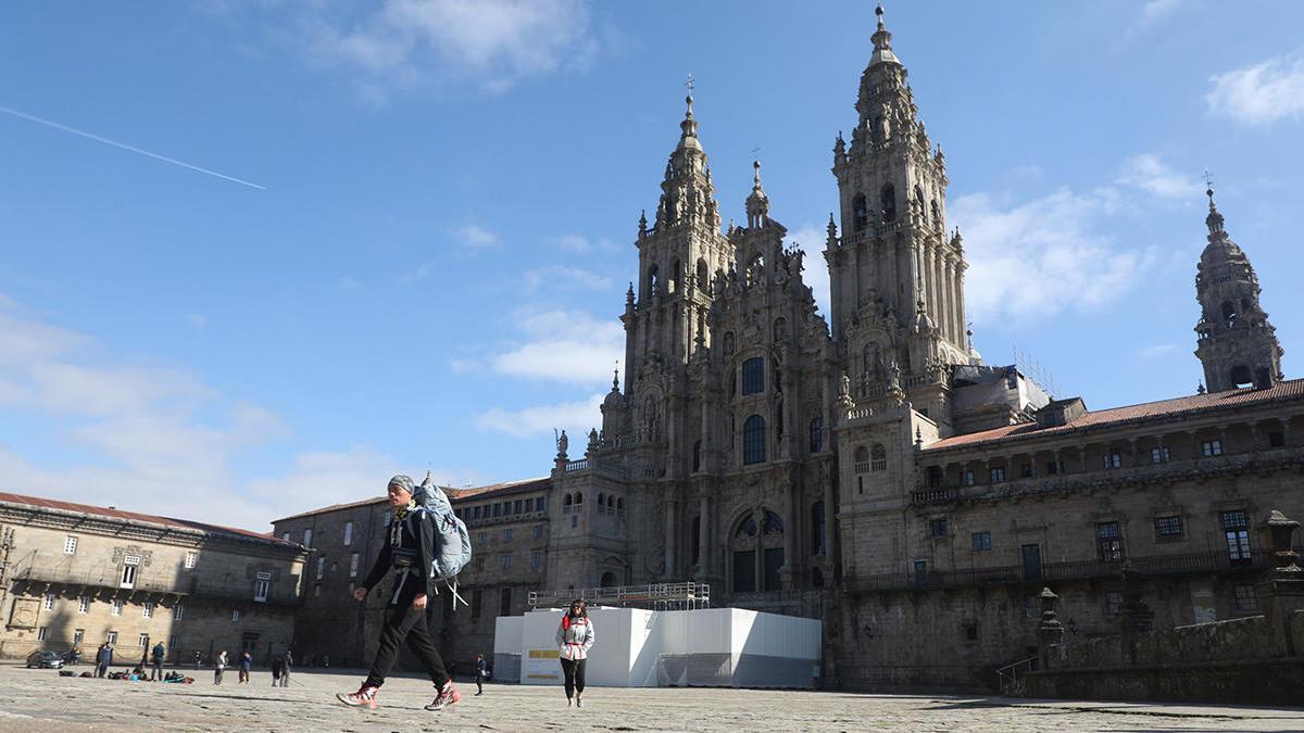 La Praza do Obradoiro, poco antes del decretarse el estado de alarma // Xoán Álvarez