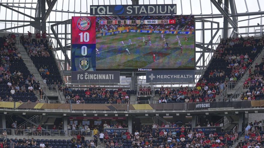 El marcador del partido jugado en Cincinatti entre el Bayern Múnich y el Auckland City correspondiente al grupo C del Mundial de Clubs.