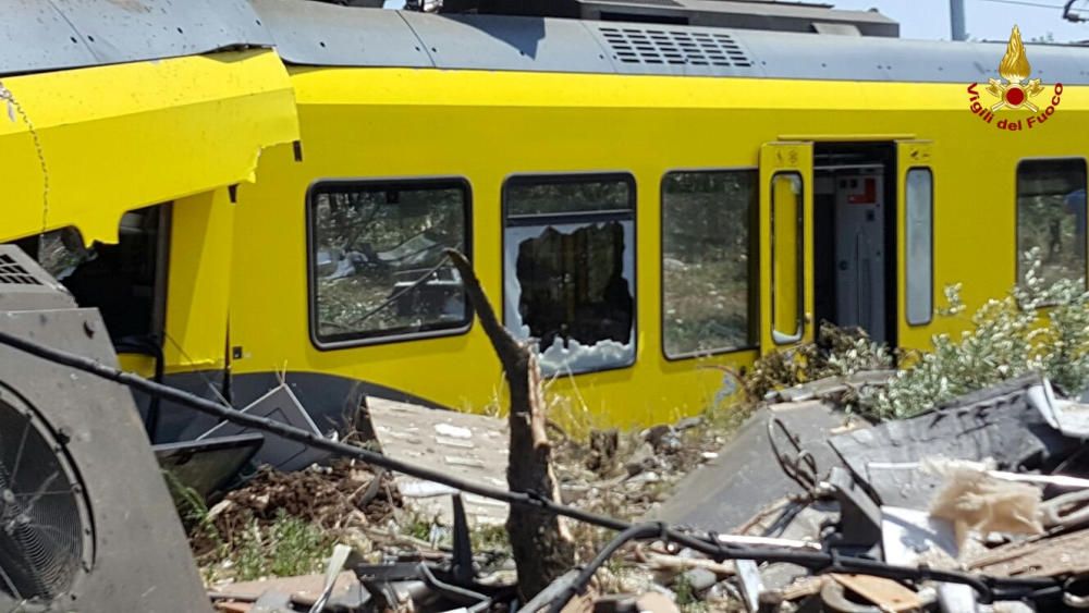 Accidente de trenes en el sur de Italia