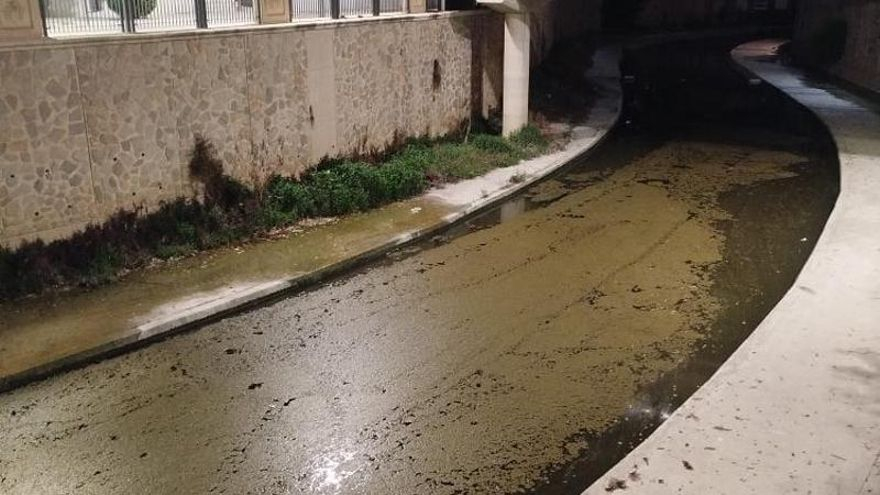 Así está el Segura entre el Puente Nuevo y la pasarela del estadio de fútbol de Los Arcos en Orihuela