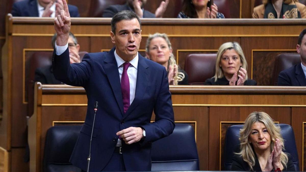 Pedro Sánchez parla al Congrés, ahir durant la sessió de control al Govern central.