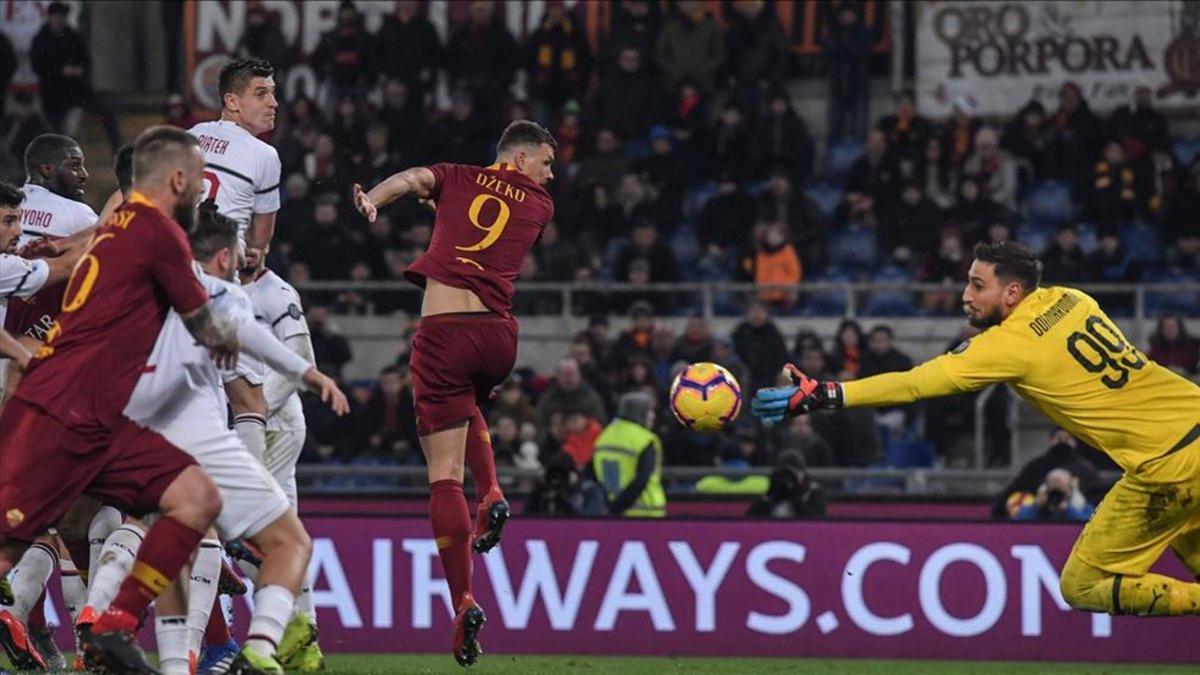 Donnarumma salvó un punto para el Milan en el Estadio Olímpico de Roma