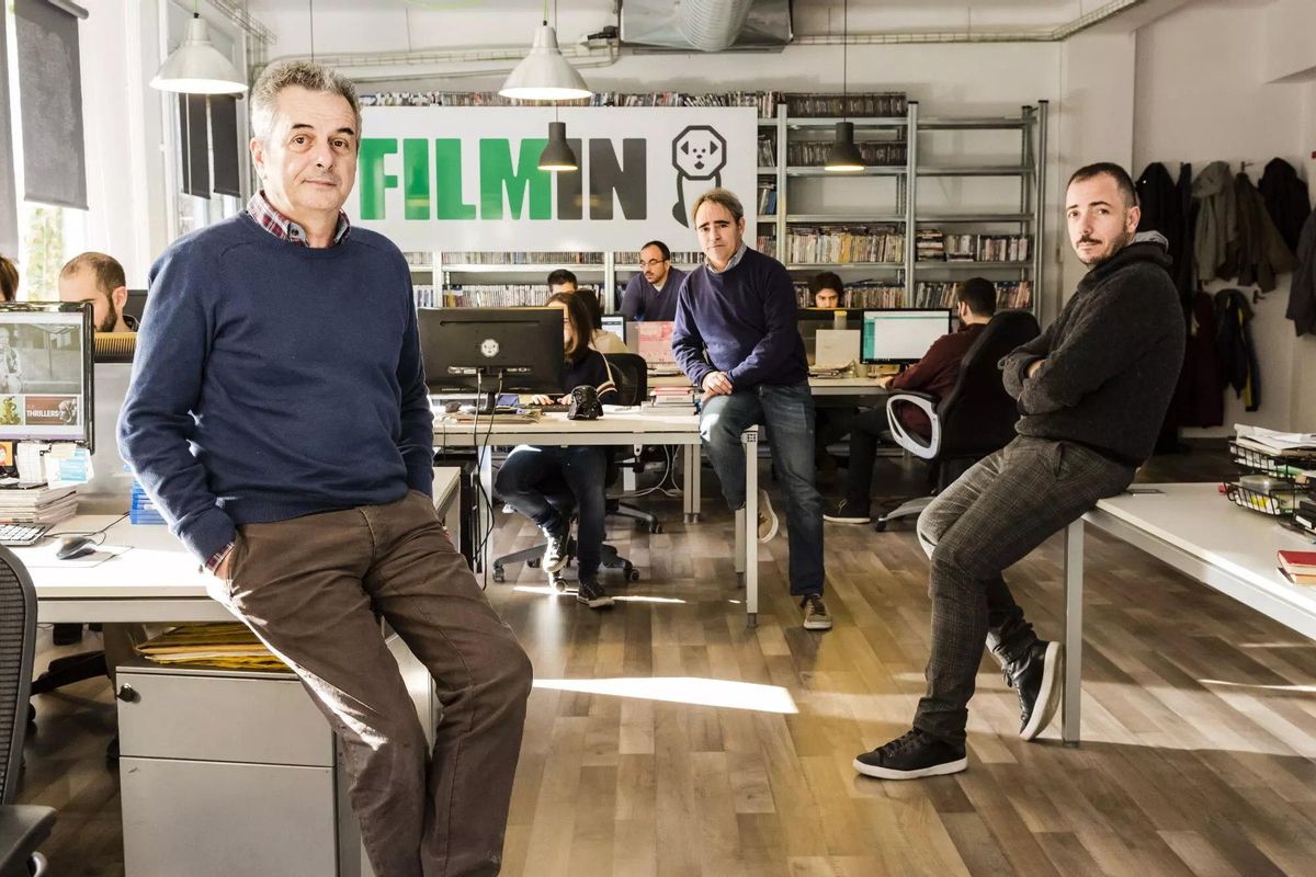 Juan Carlos Tous, José Antonio Luna y Jaume Ripoll en las oficinas de Filmin.