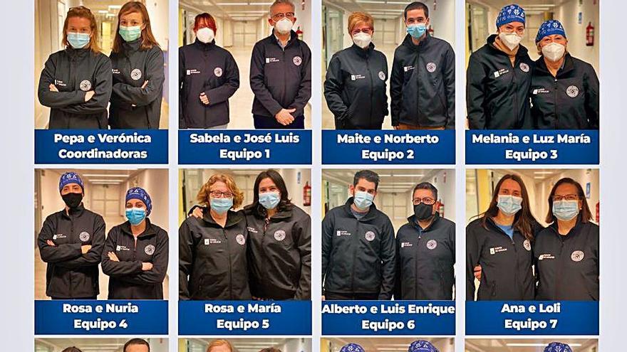 Los 11 equipos de enfermería que vacunarán en Ourense.   | // SERGAS