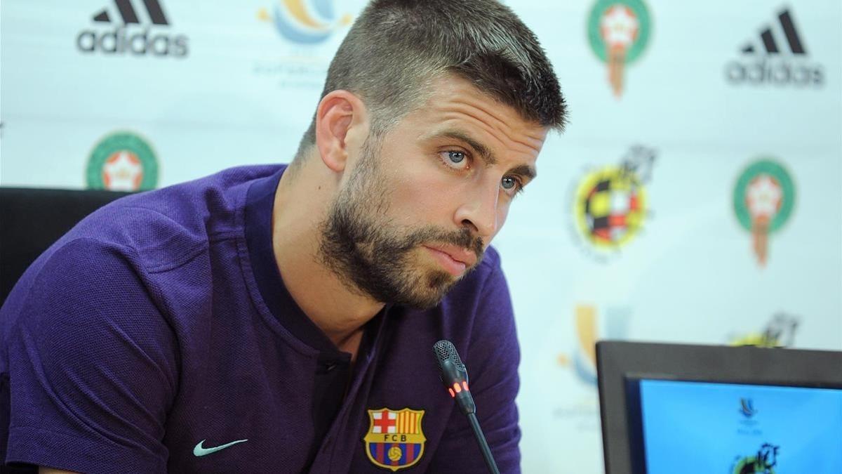 Gerard Piqué, durante la rueda de prensa de este sábado en Sant Joan Despí.