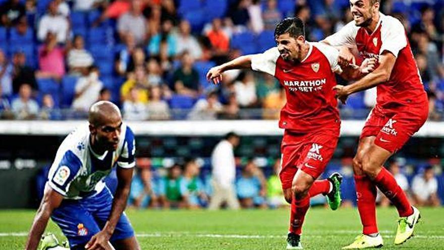 Nolito celebra el definitiu 0-2 d&#039;ahir a Cornellà.