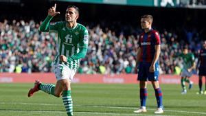 Juanmi, celebrando un gol