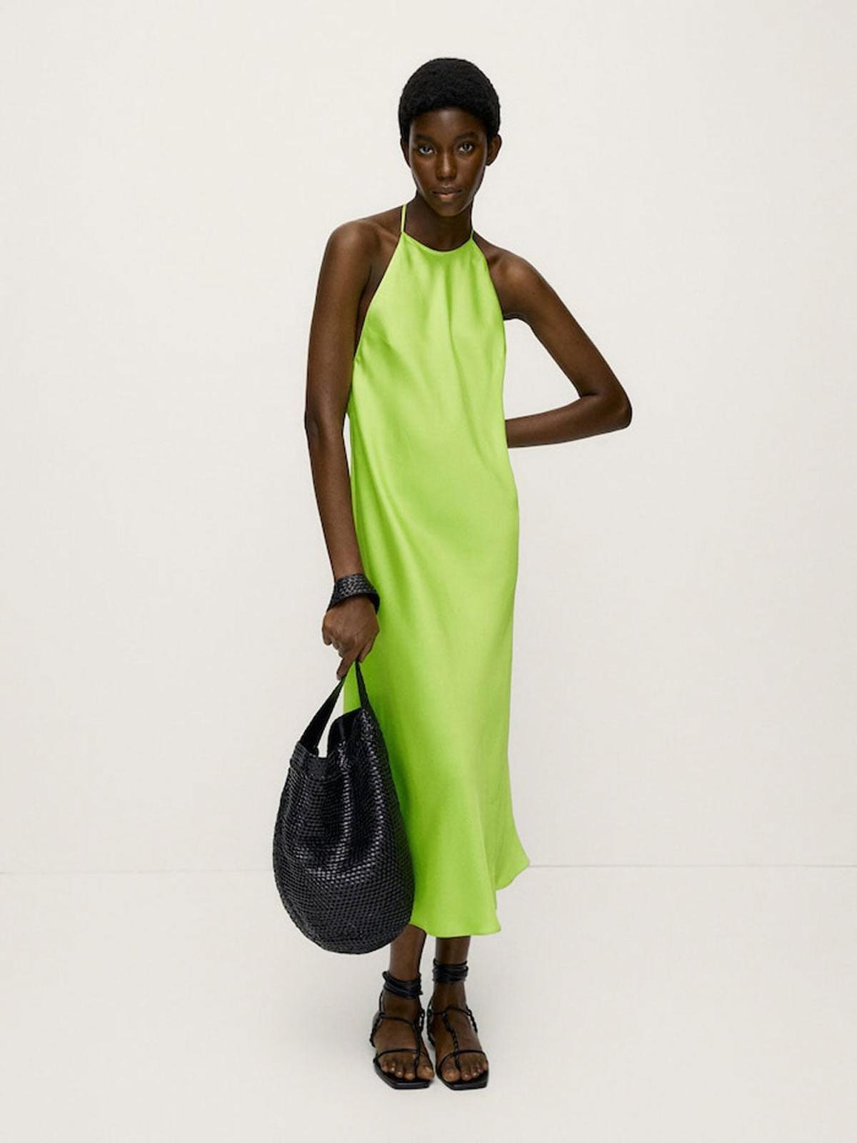 green emerald velvet dress Massimo Dutti Green Front Slit Maxi Dress | Pre Loved main image 1