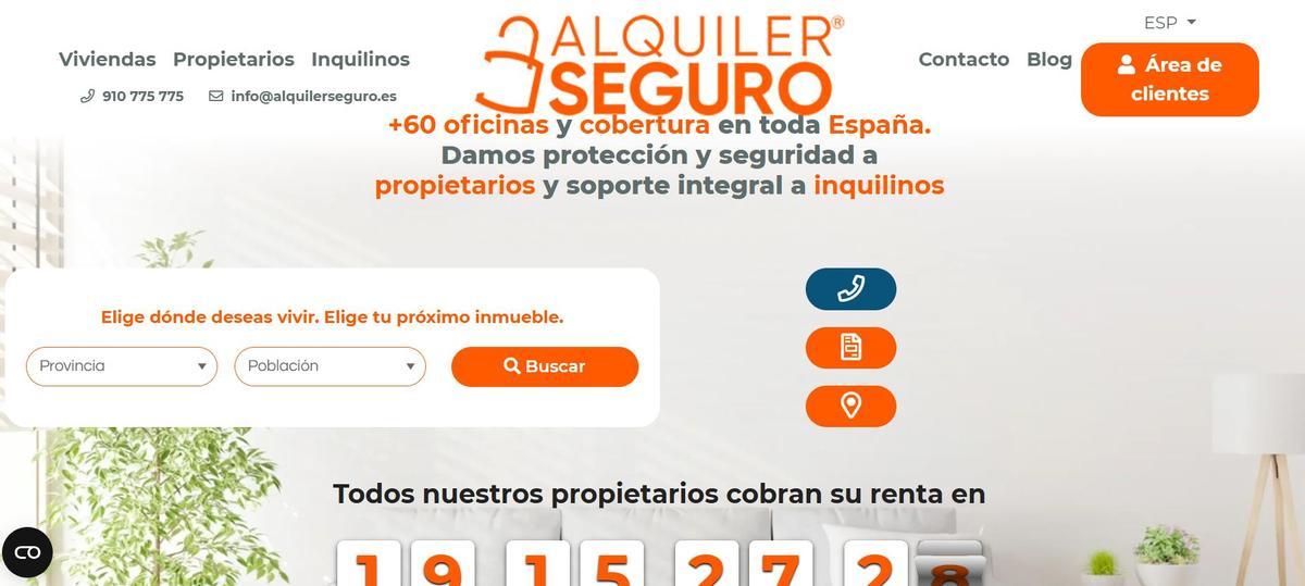 La página web de Alquiler Seguro