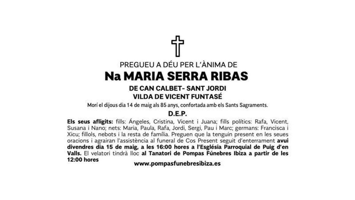 Esquela María Serra Ribas