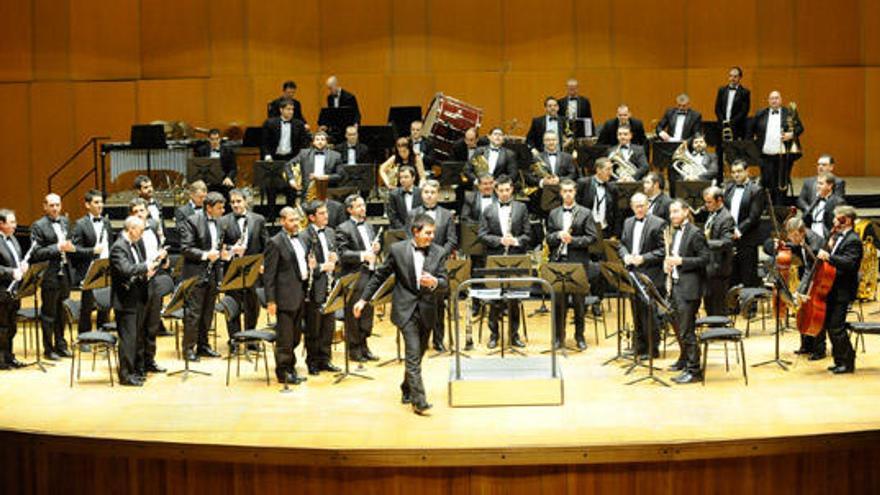 La Banda Municipal de Música, durante el concierto en el Palacio de la Ópera. / Carlos Pardellas