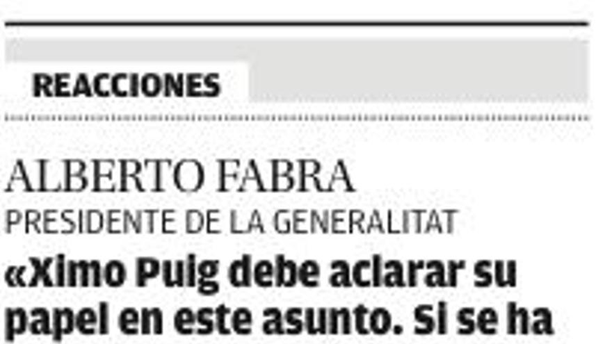 Fabra responde con el vínculo Ortiz-PSPV a la petición de la oposición para echar a Castedo