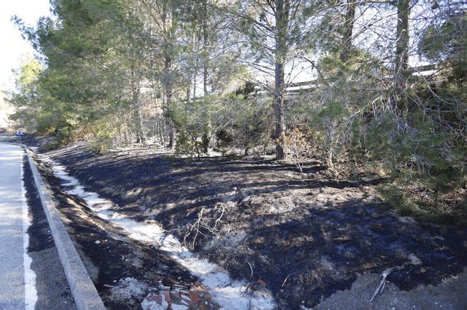 El barranc de la Xara de la Pobla del Duc, arrasado por el fuego