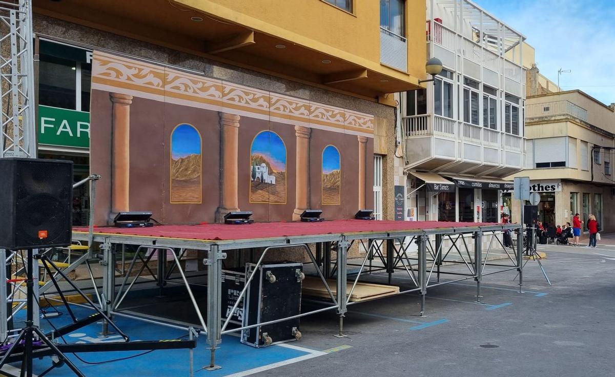 Imagen de otro de los escenarios en los que se representa 'La Passió' de Torreblanca, que ultima su instalación.