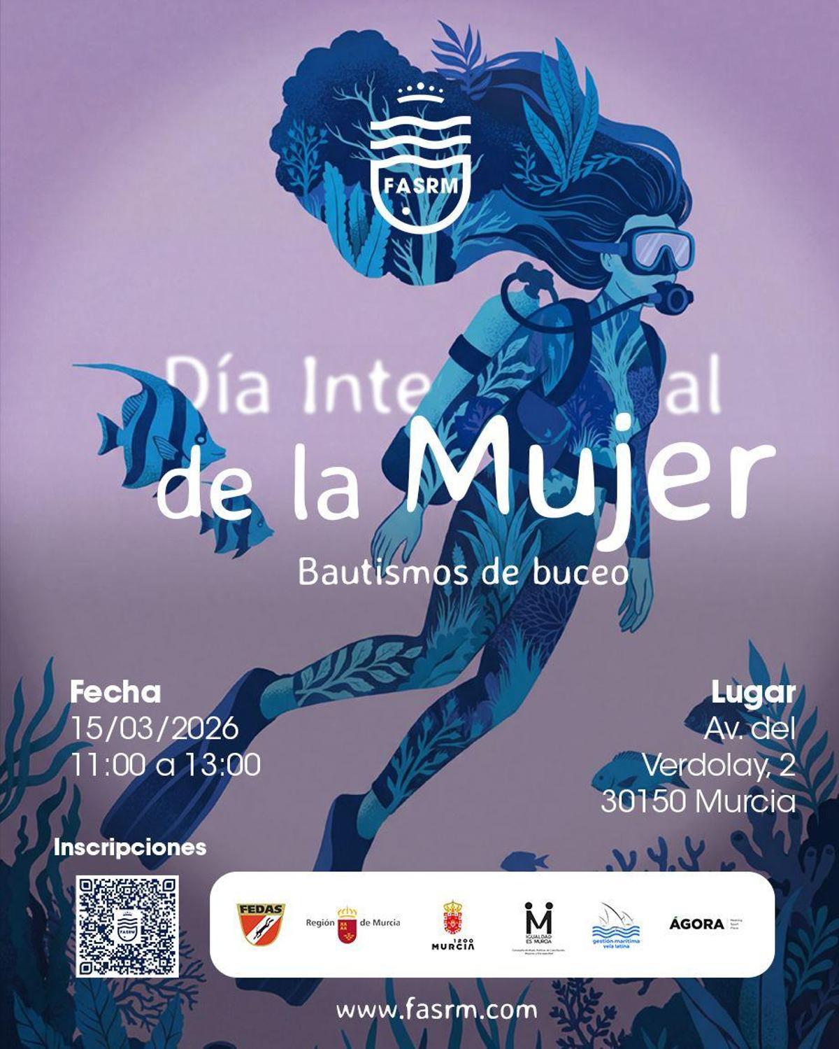 Cartel anunciador de la jornada subacuática para mujeres