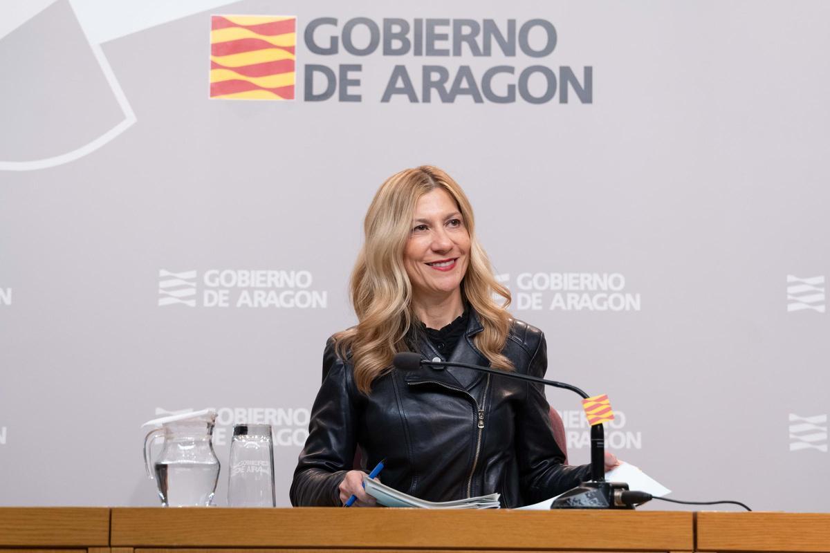 La vicepresidenta del Gobierno de Aragón, Mar Vaquero, en una rueda de prensa, en imagen de archivo.