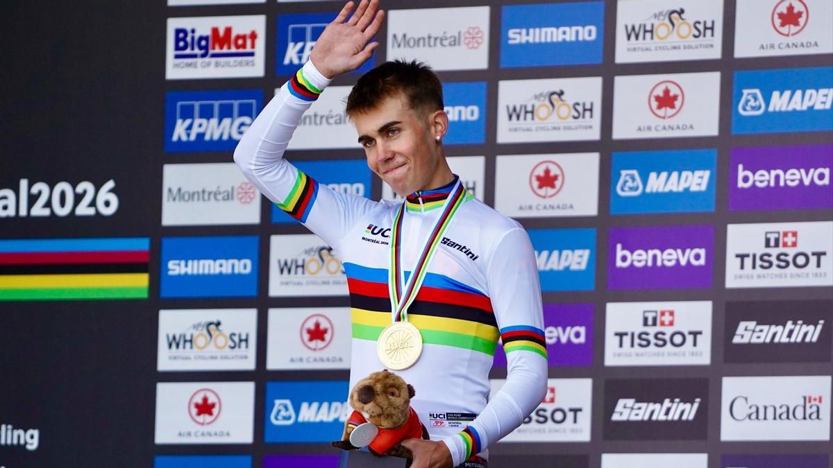 El español Benjamín Noval se proclama campeón del mundo júnior de contrarreloj en Montreal: "Sabía que era posible, pero aún no me lo creo"