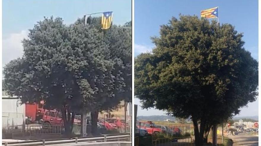 A l&#039;esquerra, el moment en què un individu retira l&#039;estelada. A la dreta, tres hores més tard, ja restituïda