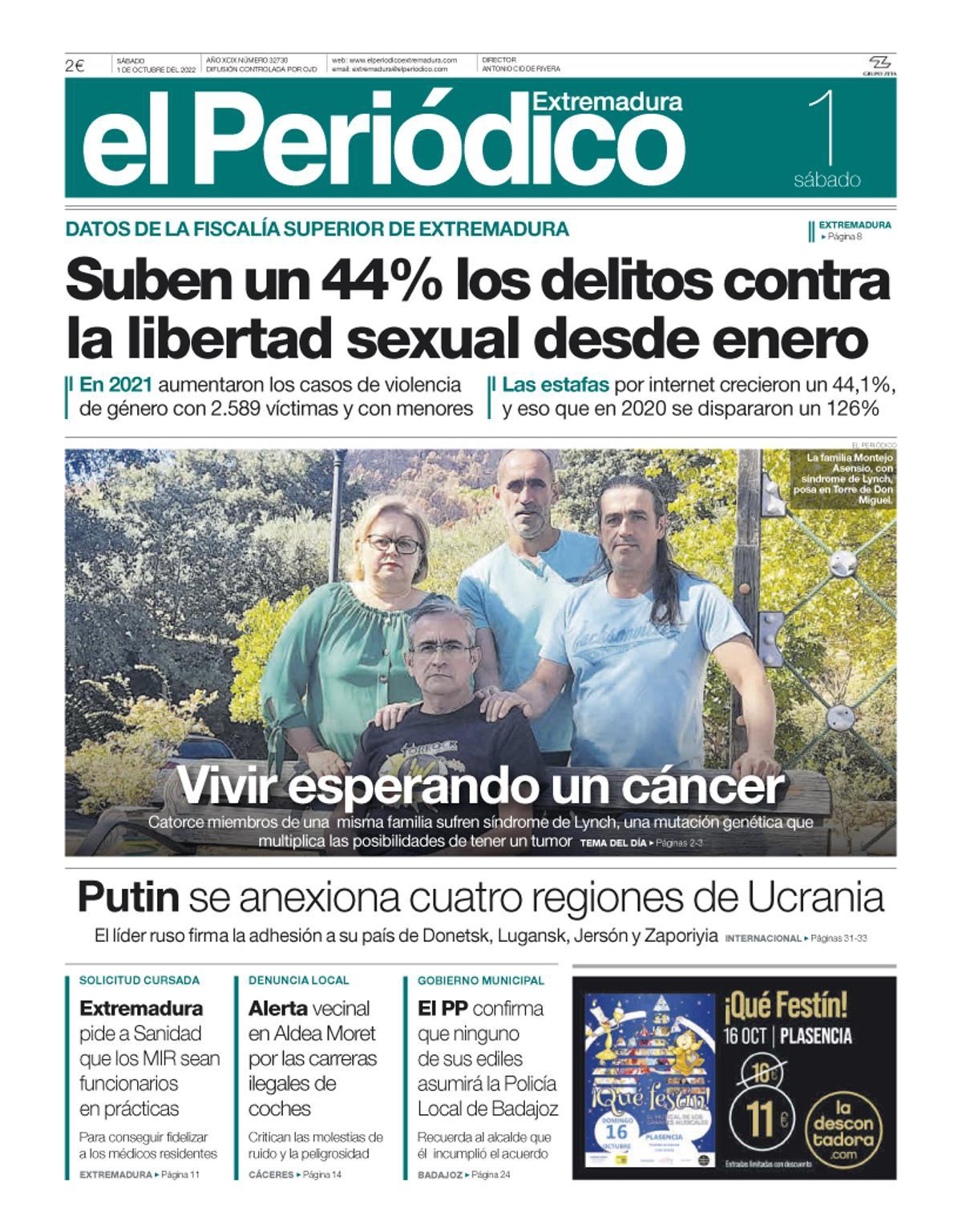 Consulta la portada correspondiente al día 1 de octubre de 2022