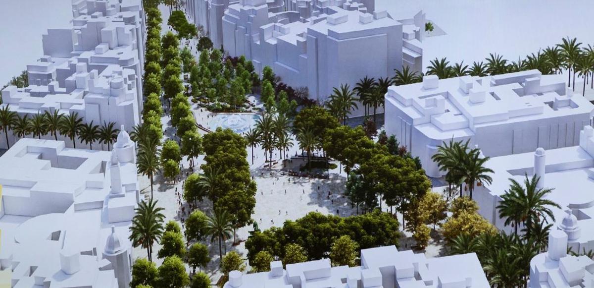 Figuración de la plaza del Ayuntamiento del proyecto original de Re-natura que ahora se revisará