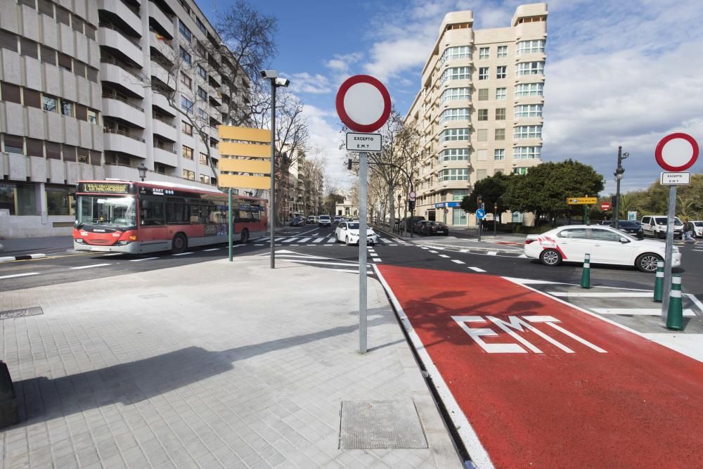 La avenida de Navarro Reverter ya tiene carril bus en ambos extremos de la calzada