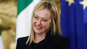 La nueva primera ministra italiana, Giorgia Meloni, en la ceremonia de jura del cargo en el palacio de Quirinale.