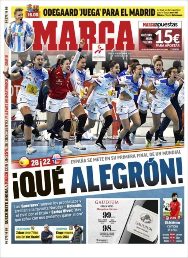 La portada de Marca del 14 de diciembre