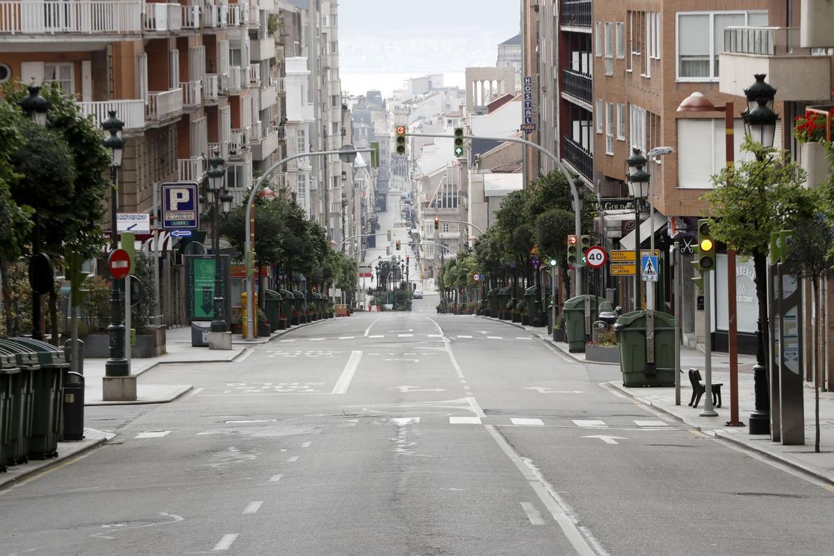 Rúas de Vigo, baleiras durante o confinamento.