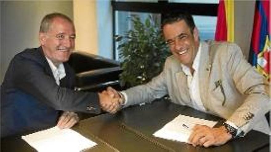 Andreu Plaza (esquerra), nou entrenador del Barça de futbol sala.