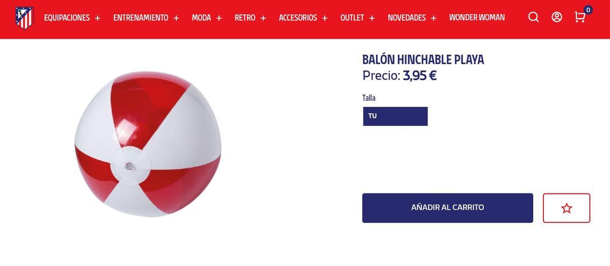 El Atlético pone la venta un balón de playa rojiblanco en su página web