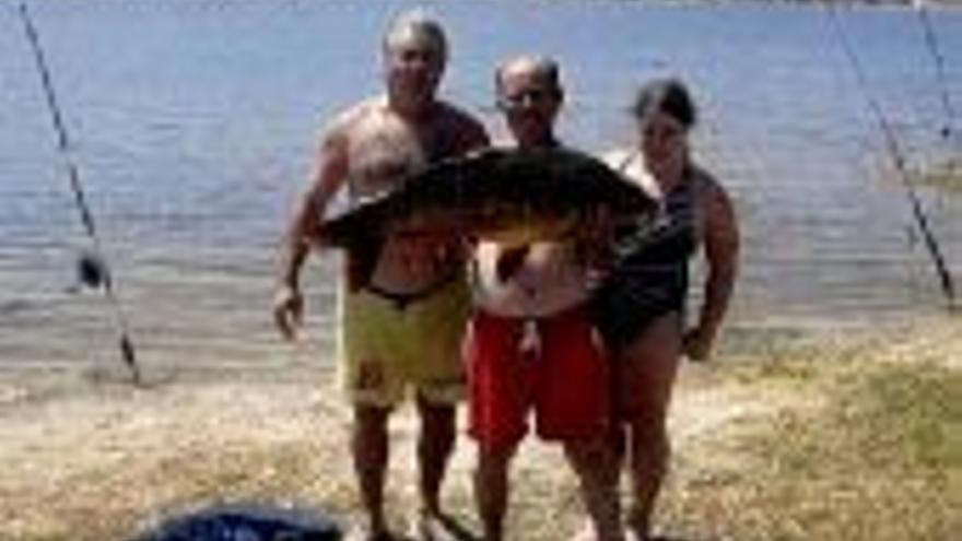 Un vecino de la capital extremeña pesca una carpa de 18 kilos en el lago de Proserpina