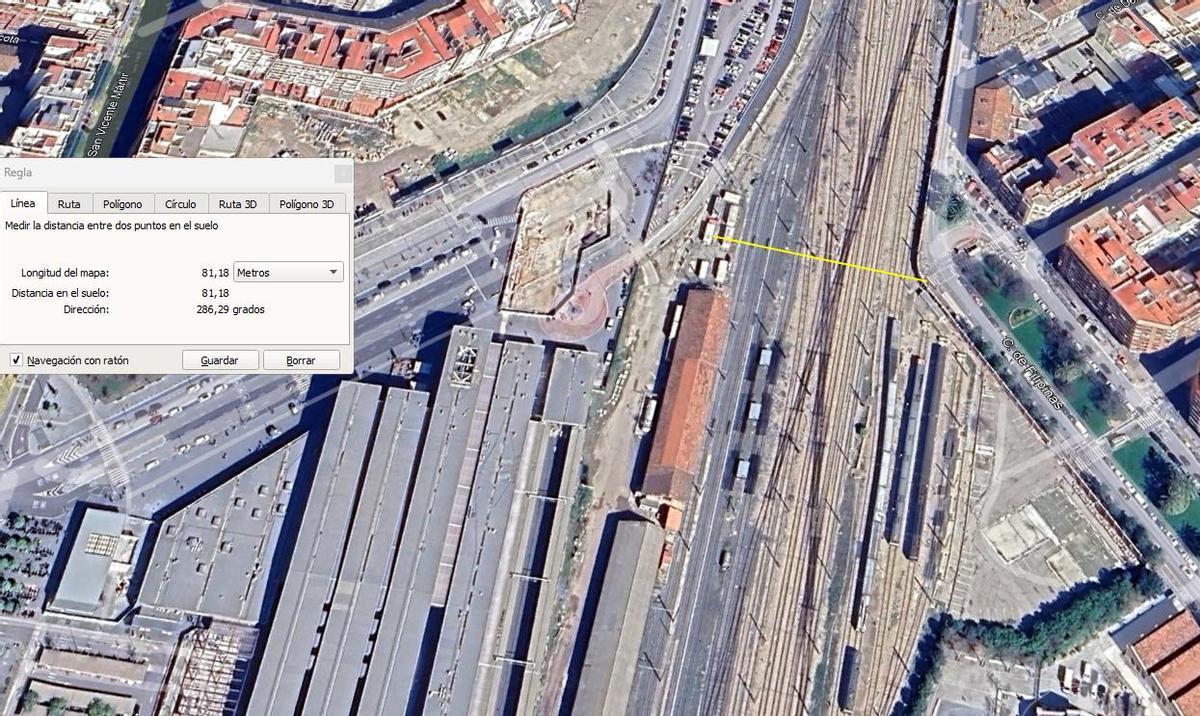 Posible ubicación de la pasarela en Russafa.