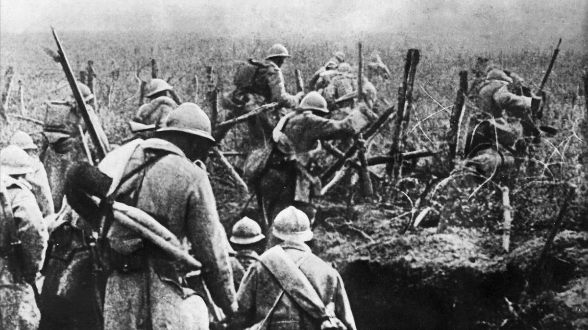 Soldados franceses en 1916, durante la batalla de Verdún, en la primera guerra mundial.