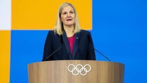 Kirsty Coventry tras su elección como nueva presidenta del COI