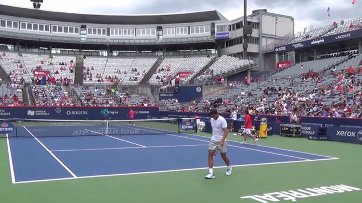 Nadal entrenando en la central de Montreal