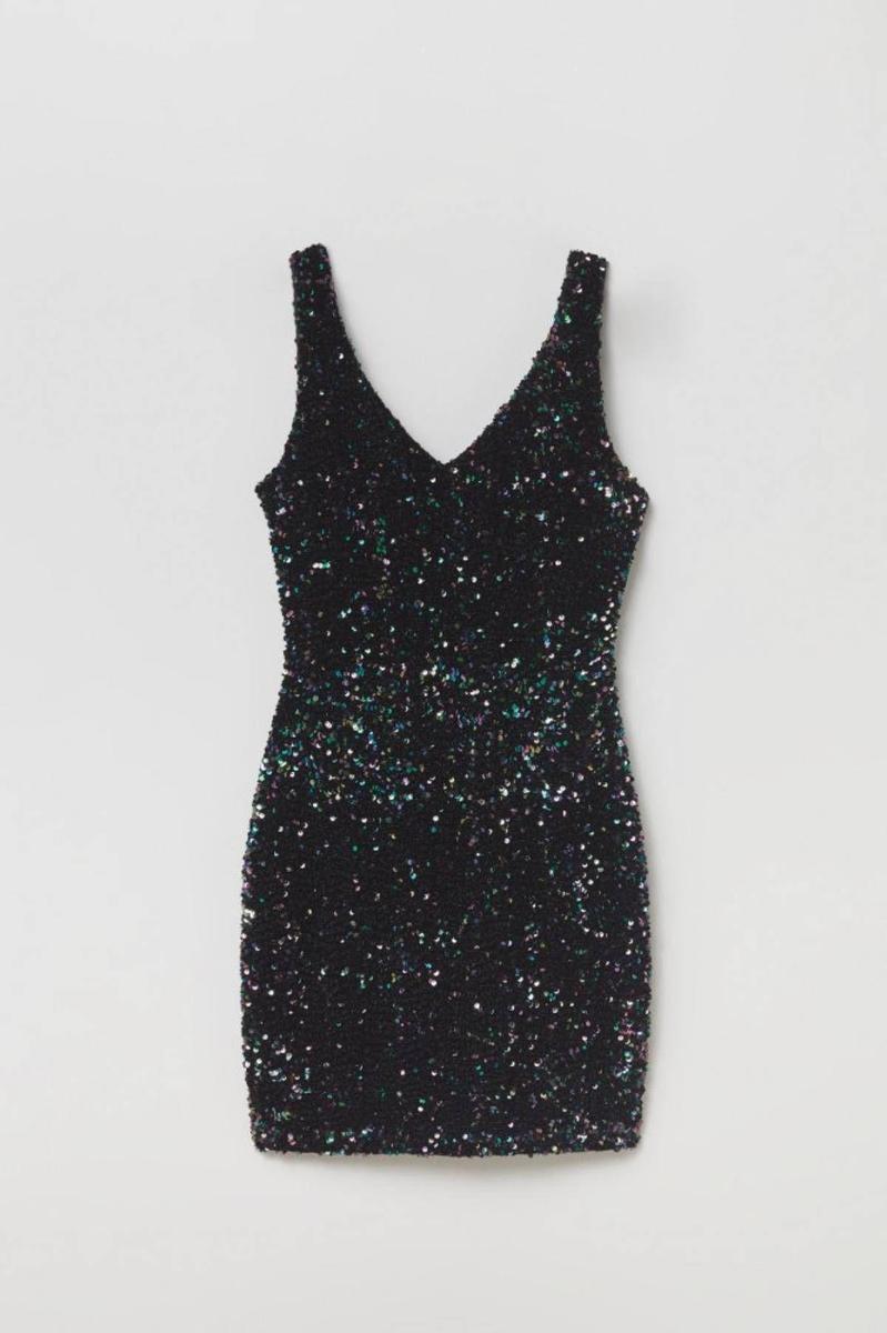 Vestido negro de lentejuelas de Sfera