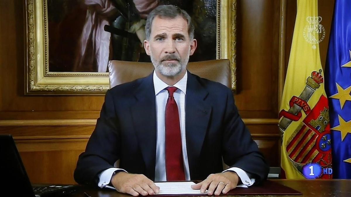 Imagen del mensaje televisado del Rey Felipe VI el 3 de octubre