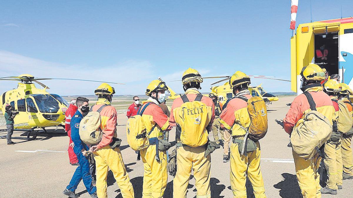 Un equipo en la base de emergencias e incendios forestales que se prevé construir entre Villanueva y Castejón.