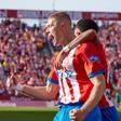 Dobvyk celebra el gol del Girona ante el FC Barcelona