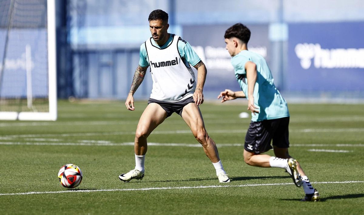 Dioni, en el entrenamiento de este miércoles.